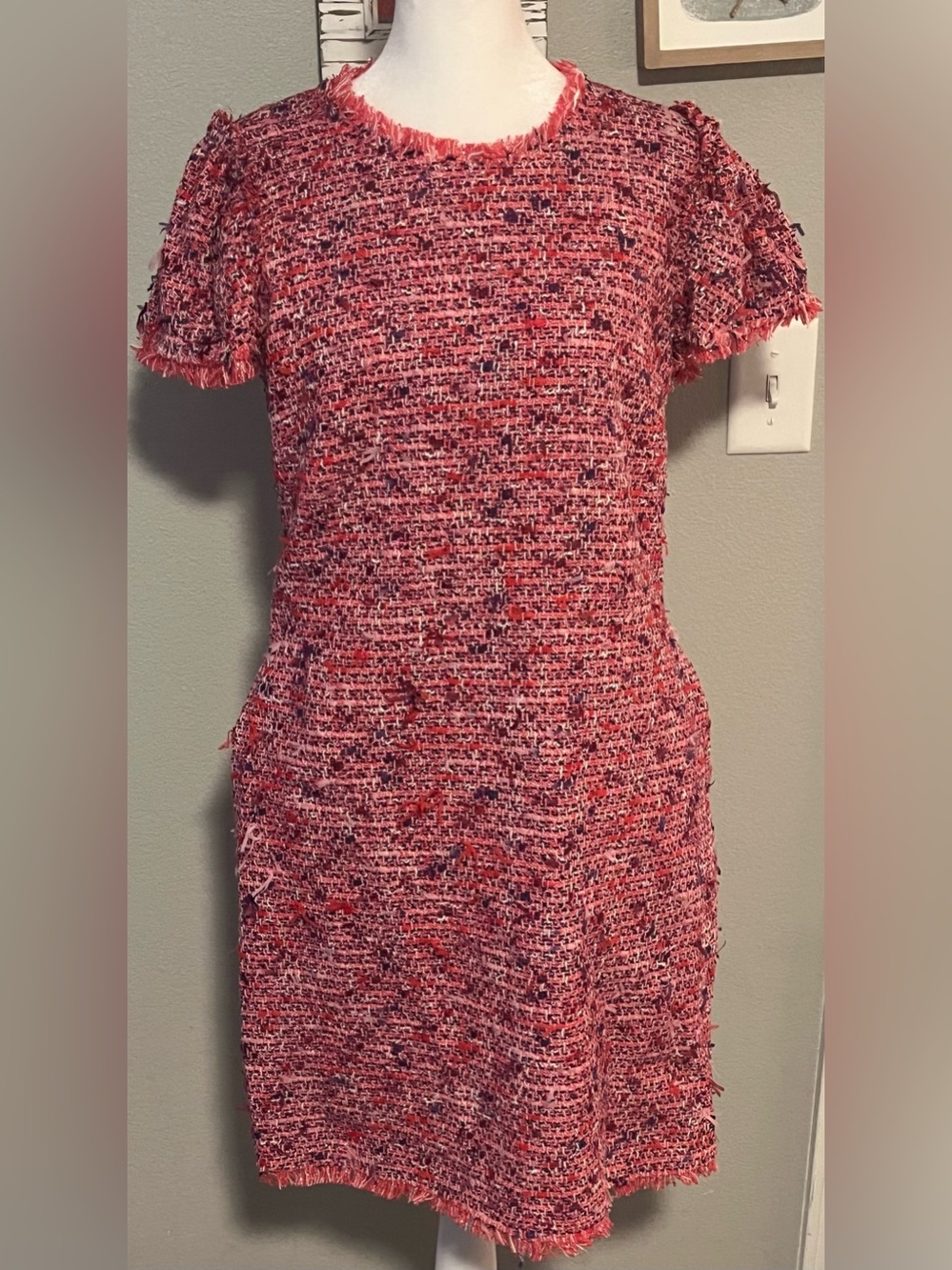 kate spade Pink Tweed Short-Sleeve Dress new size 8
